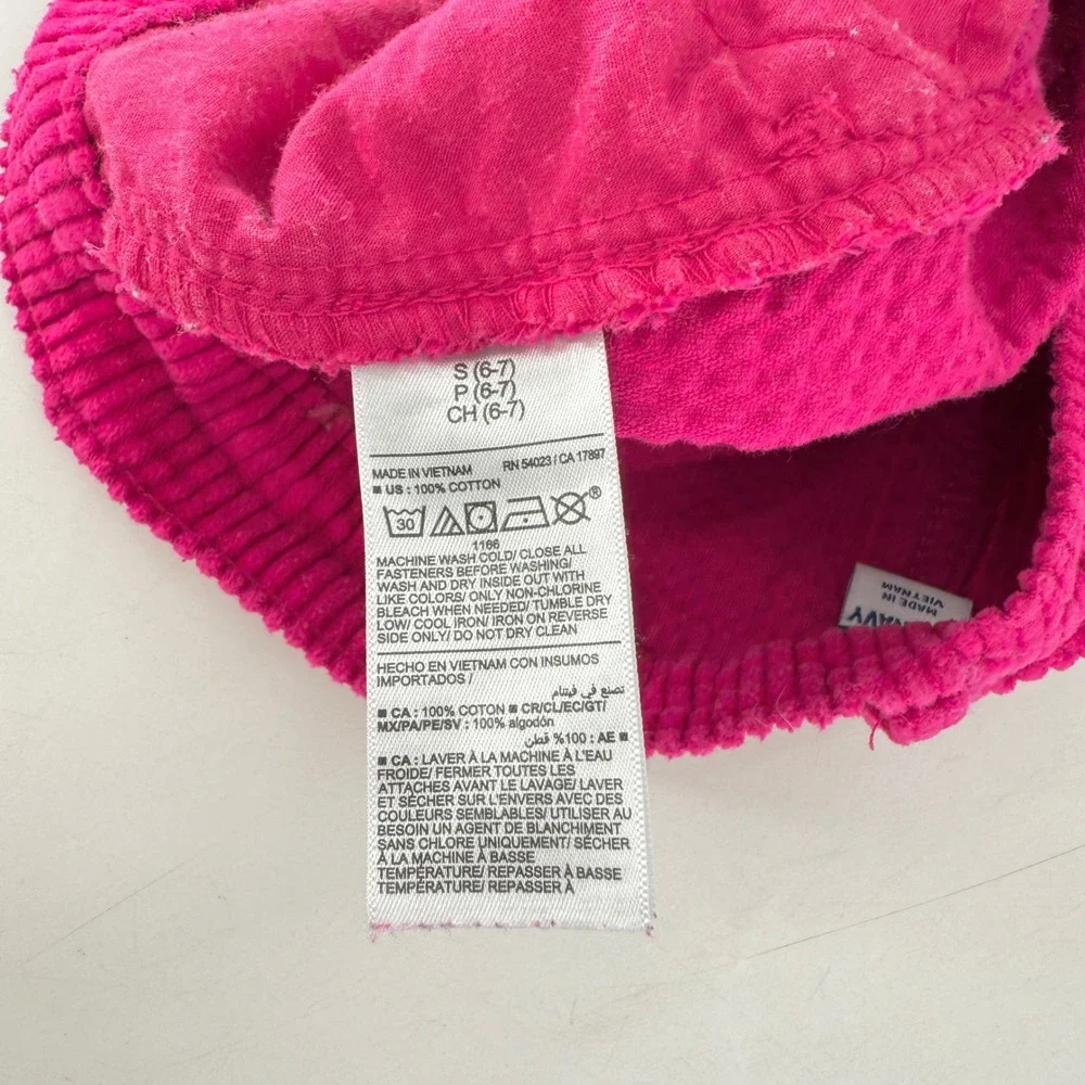 Old‎ Navy Girls Corduroy Skirt Pink Button Front Pockets Size S (6-7)